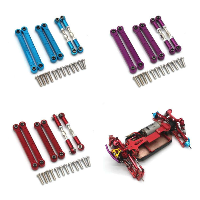 Purple - Upgraded Metal Front and Rear Tie Rod Set Wltoys 144001 144010 124016 124018 124007 124017