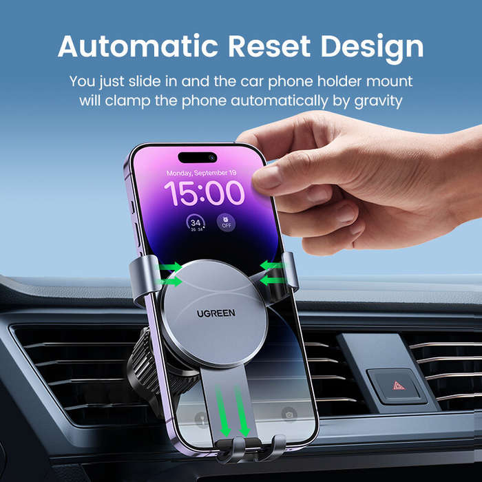 with Clamp - UGreen LP130 Gravity Car Phone Holder Air Vent Phone Stand 360 Rotary for 4.7-7.2inch M