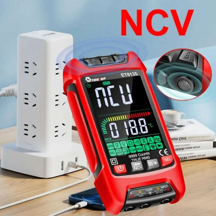 Black - AV TOOLTOP ET8135 Multimeter Color LCD Display 9999 Counts True RMS Auto Range Voltage Curre