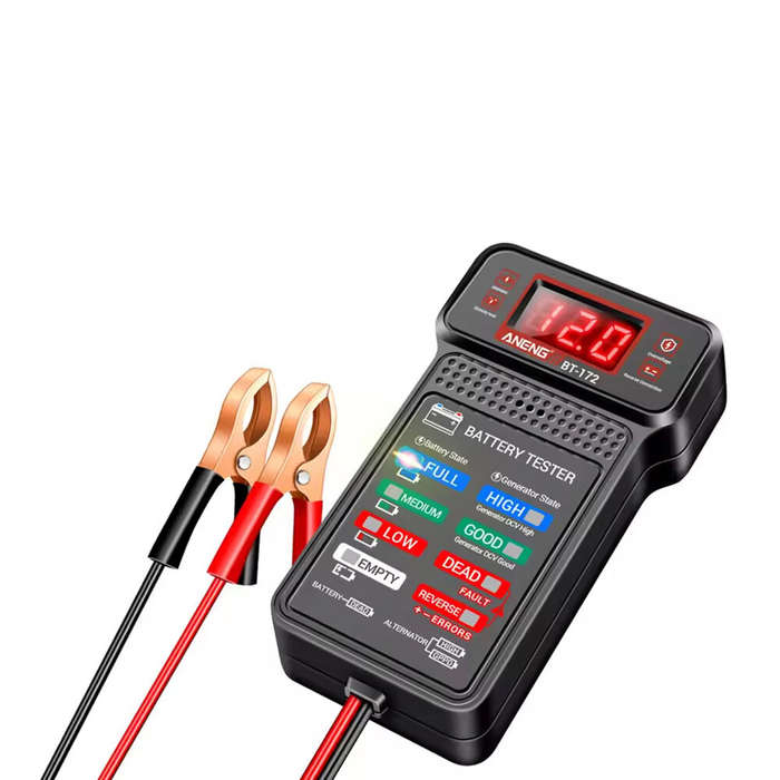 #01 - ANENG BT-172 12V Digital Battery Tester Battery Indicator with Alligator Clip LED Battery Stat