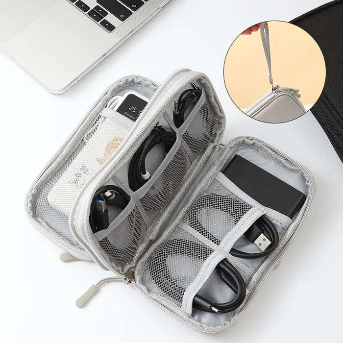 Grey - Travel Portable Digital Product Storage Bag USB Data Cable Organizer Earphone Charging Box Ba