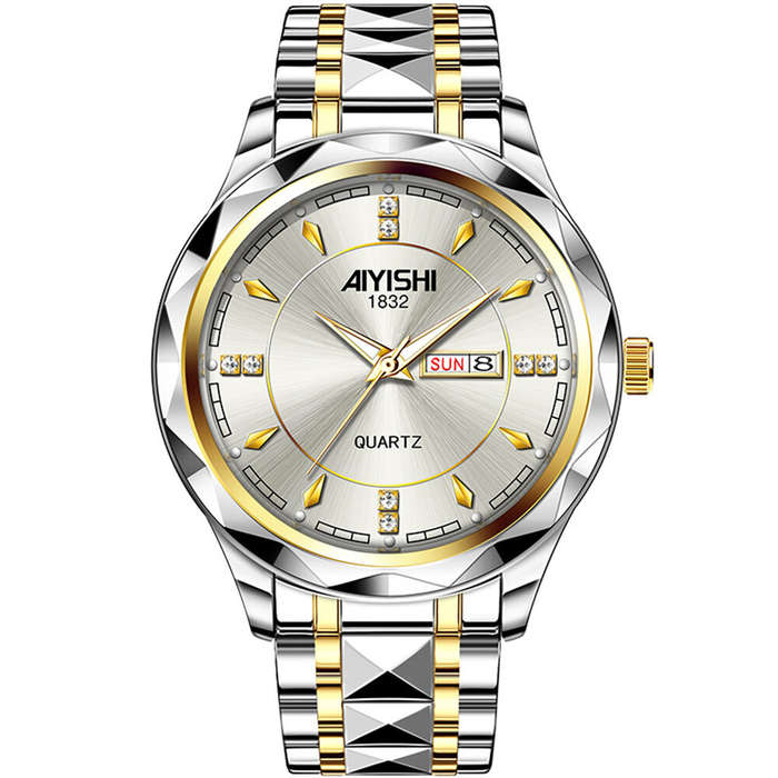 Grey - AIYISHI Men Watches Luxury Brand Luminous Waterproof Business Watch Stainless Steel Strap Qua