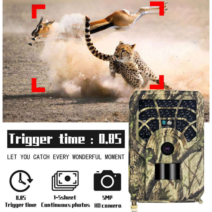 PR300A 720P Wildlife Trail Camera 46Pcs Infrared Beam 0.8s Hunting Camera Night Vision 12Degrees Pho