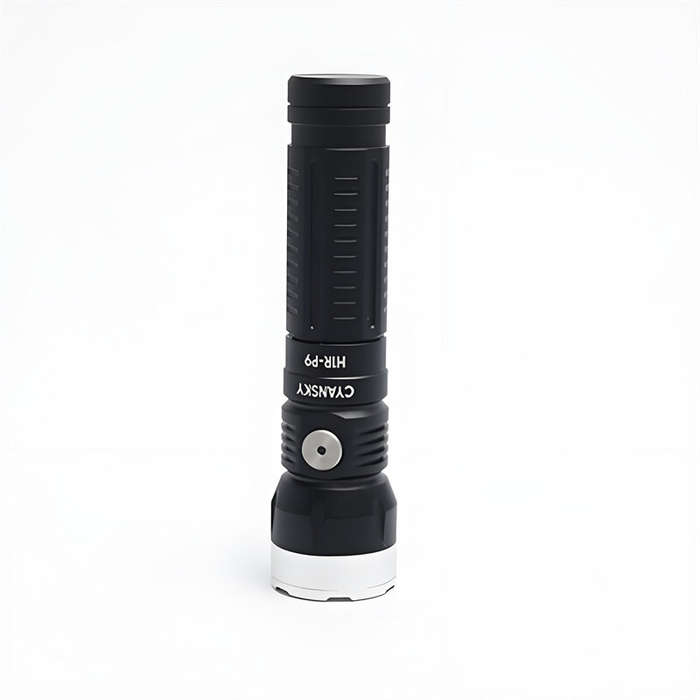 Black - CYANSKY H1R-P9 14500 Battery Compact EDC Flashlight with 1300 Lumens High Power Output, USB-