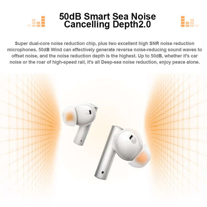Orange - Realme Buds Air6 TWS bluetooth Earphone ANC Earbuds 50dB Noise Cancelling 6-Mic AI Call Noi