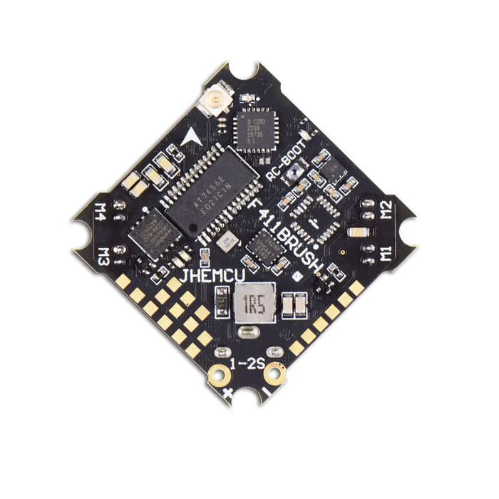 FC - 25.5x25.5mm JHEMCU F411 BRUSH Flight Controller 1-2S with 5V BEC Output Built-in ELRS 2.4G Rece