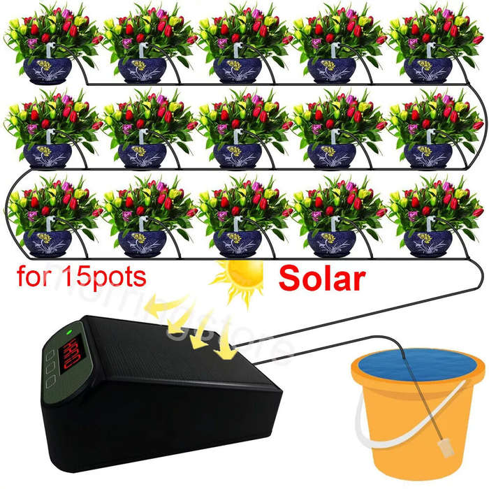 #A - Intelligent Automatic Watering Machine Solarpowered / Lithium Battery Dual Power Automatic Drip
