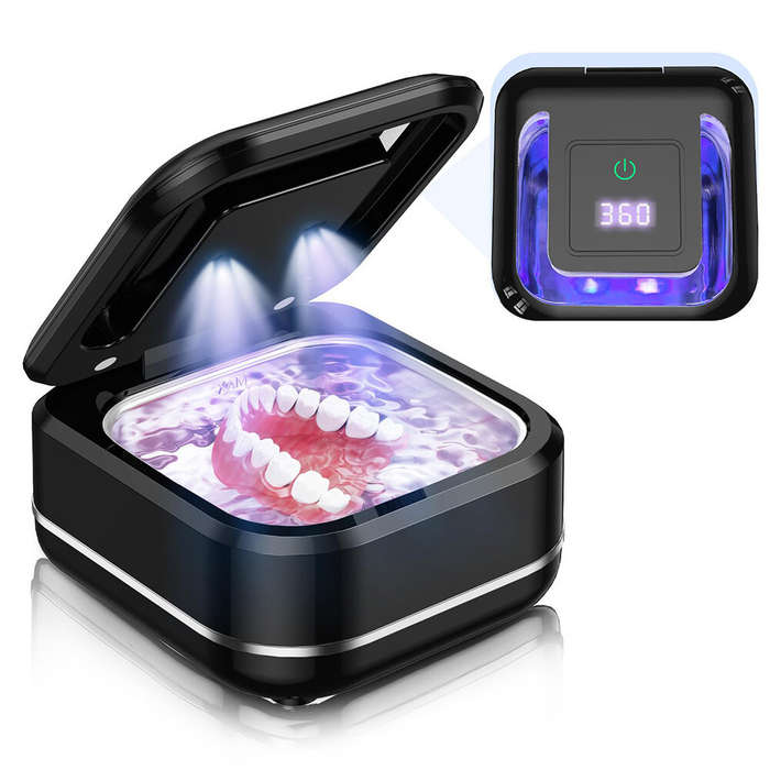 EU Plug - Portable Ultrasonic UV Cleaning Machine Mini Ultrasonic Braces Cleaning Machine UV Invisib