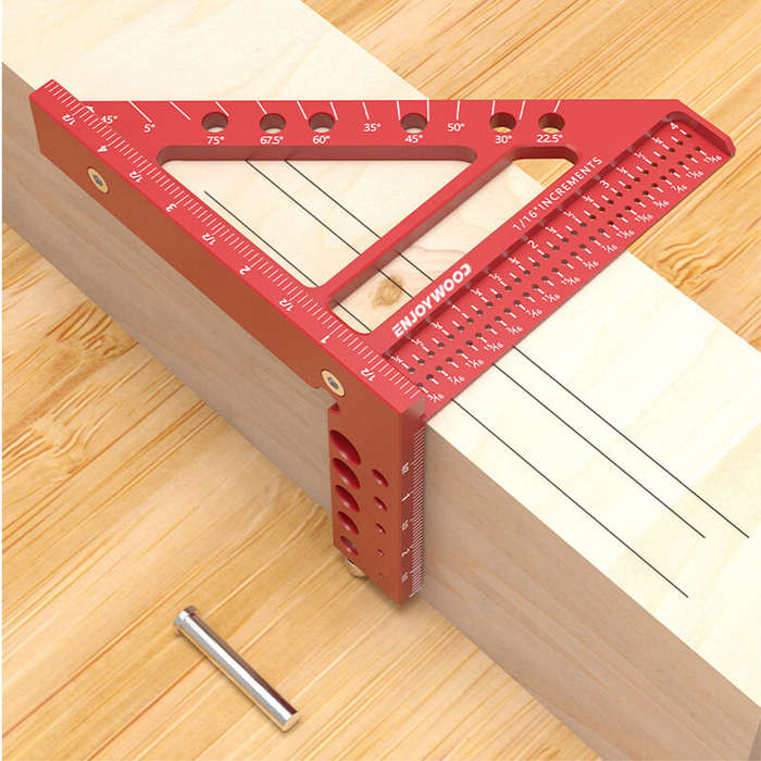 Metric - ENJOYWOOD 5 inch 3D Multi-Angle Measuring Ruler Square Ruler 22.5-90 Degree Protractor Prot