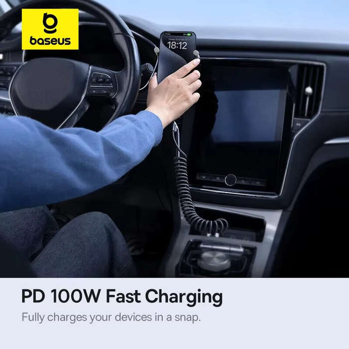 Black - Baseus 100W Fast Charging USB Type C Cable For iPhone 15 USB C To Type C PD Charger Cord for