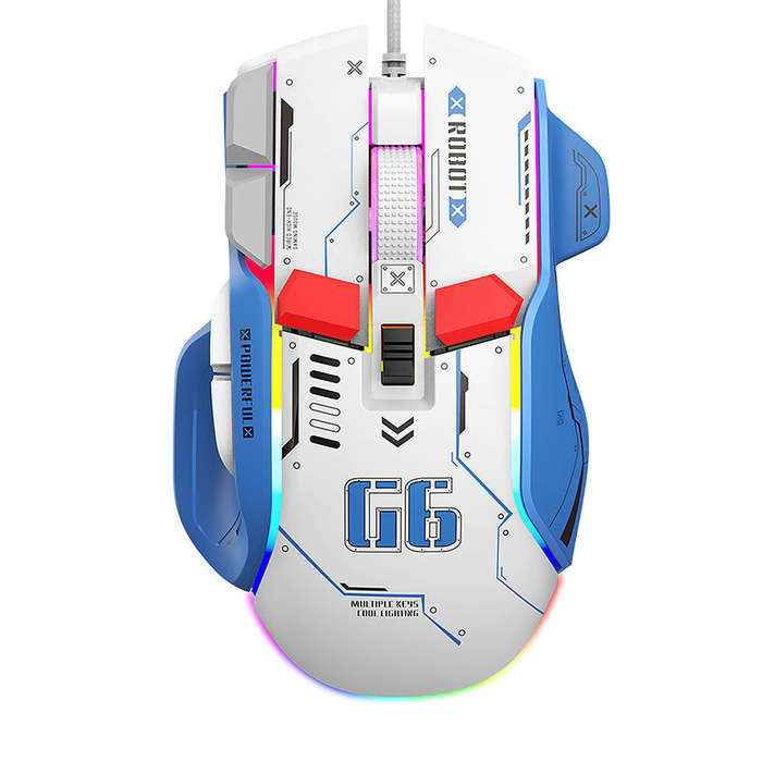 G6 Wired Gaming Mouse 1200-12800 DPI Adjustment Macro Programming Mice with RGB Backlit A826 Gaming