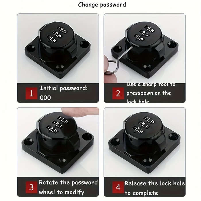 Sliver - Combination Lock Mechanical Zinc Alloy 1000 Combinations Keyless Entry for Cabinets Drawers