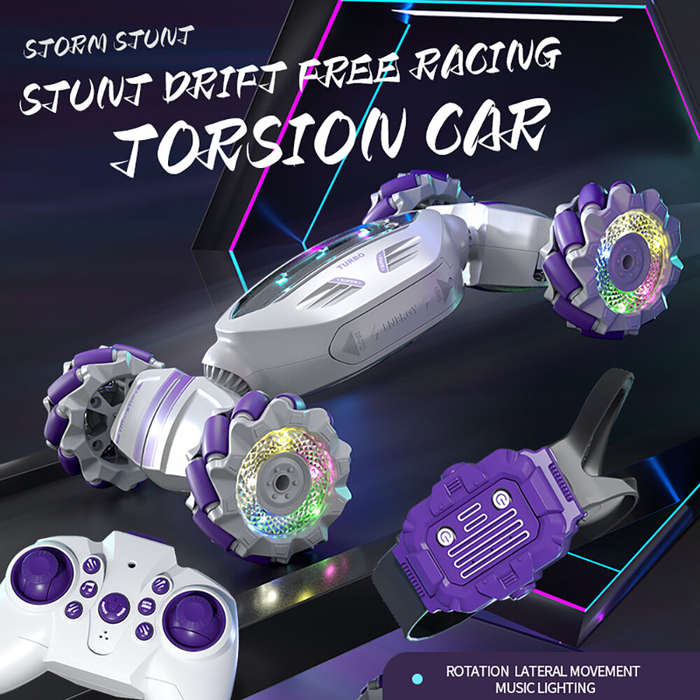 S-002 2.4G 4WD Stunt RC Car Watch Gesture Sensor Induction Deformation LED Light 360 Rotation Twist