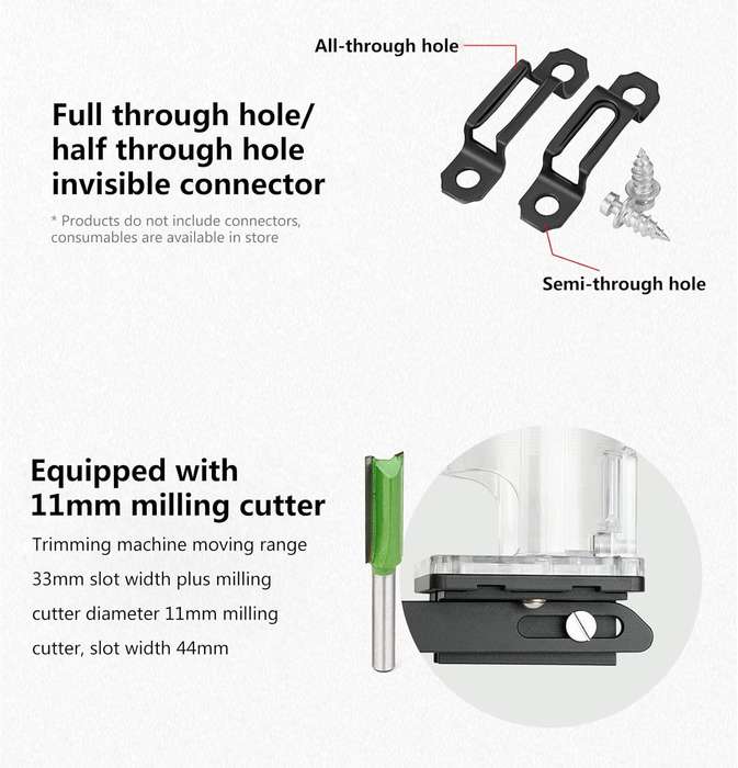 #A - GANWEI Woodworking Slotting Bracket Locator Simple Connector Trimmer Side Milling Woodworking T