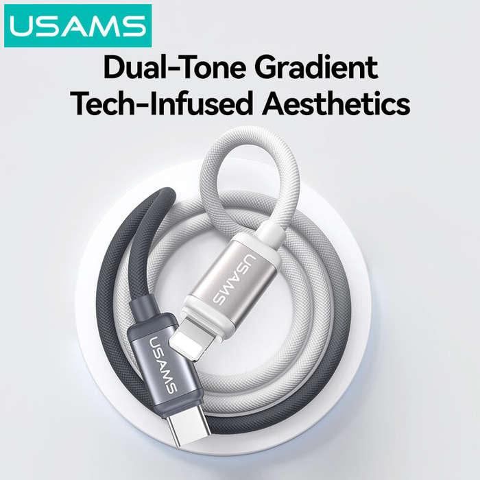 Blue/Pink - USAMS SJ757 PD30W Type-C to iP Cable Fast Charging Data Transmission Tinned Copper Core