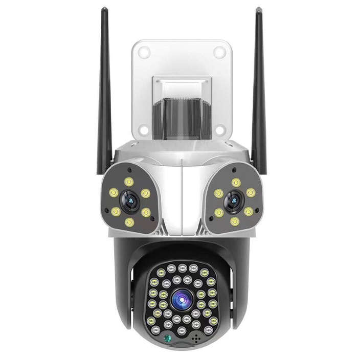Guudgo 3MP+3MP+3MP Outdoor WiFi Cameras Three Screen View HD IP Camera Color Night Vision Human Dete