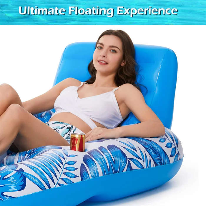 Blue - WaveRite 1pc Inflatable Floating Pool Lounge Chair Water Floaties for Swimming Pool Lake Loun