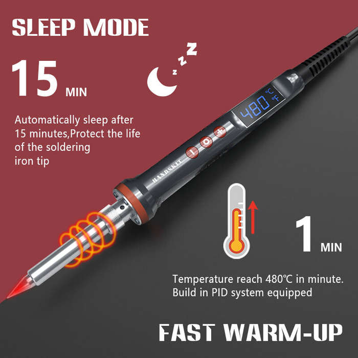 EU Plug - HANDSKIT 927 200W Soldering Iron Automatic Sleep Thermal Control Soldering Iron Tin Wire S