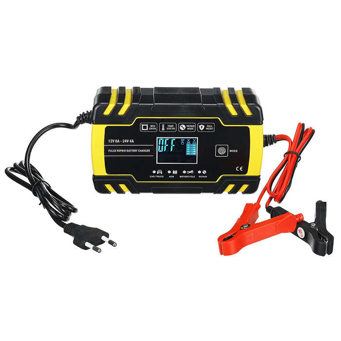 Black - iMars 12V 24V 8A 4A Touch Screen Pulse Repair LCD Battery Charger For Car Motorcycle Lead Ac