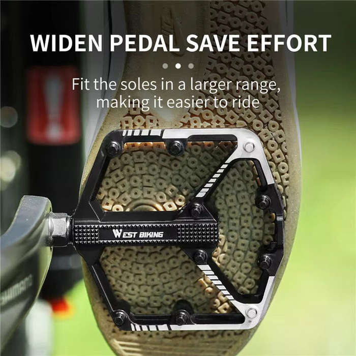 Black - WEST BIKING DU Bearing Bicycle Pedal Anti-slip Cycling Pedal Ultralight Aluminum Alloy for M