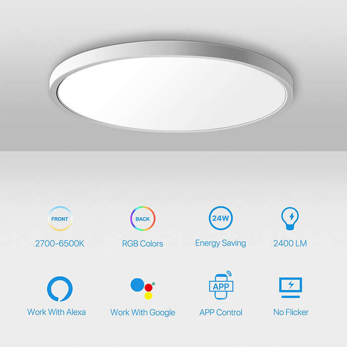 36W 40cm Smart LED Ceiling Light Dimmable 2700K~6500K With RGB Ambient Light Works with Alexa Google