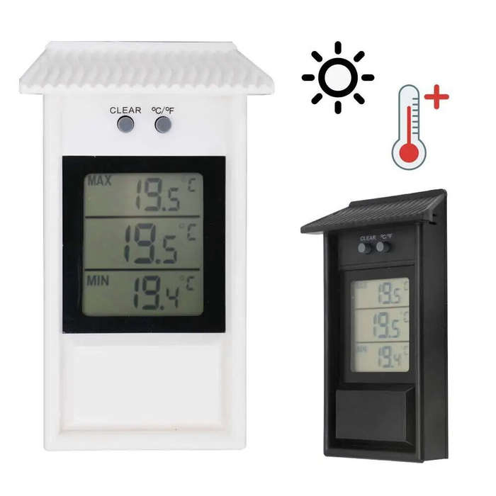 White - Digital Display Thermometer Max Min Waterproof for Indoor Outdoor Garden-20C to 50C High Acc