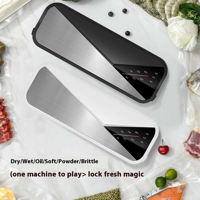 Black - Household Automatic Vacuum Sealer for Food Storage With 80kPa Powerful Suction Digital Displ