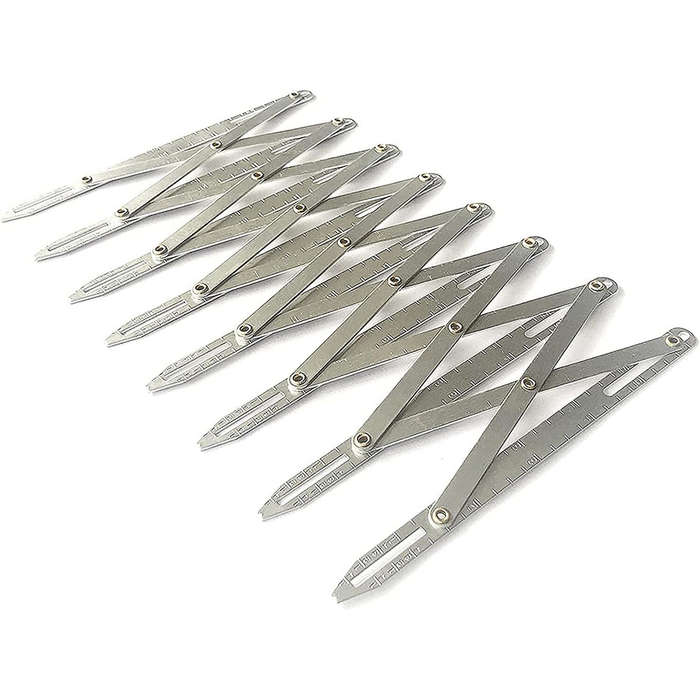 Silver - Aluminum Alloy Expanding Sewing Gauge Adjustable 24 Inch Button Guide Measurement Tool for