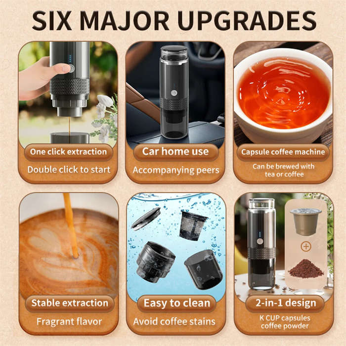 Black - Comfook 170ML Portable Coffee Machine Americano K-CUP Capsule & Coffee Powder Dual-Use Extra