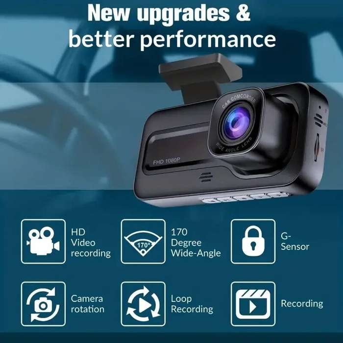Black - Full HD 1080P Car Front Windshield DVR Camera 3 Lens Dash Cam with Infrared Night Vision Par