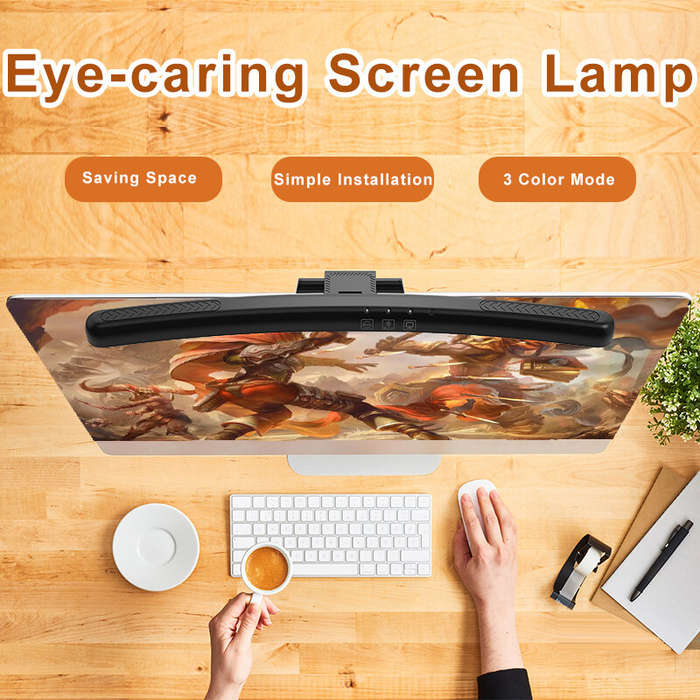 Black - Curved RGB Monitor Light Bar RGB Dazzling Lighting Dynamic with Rhythm LED Computer Light Li