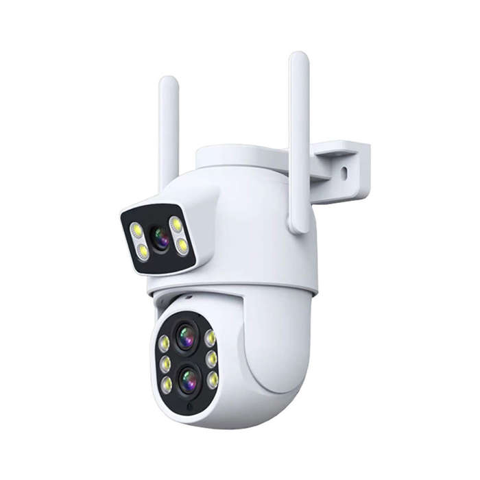 Black - 3 Lens 2 Screens WIFI IP Camera 8x Optical Zoom F1.4 Full Color Night Vision IP66 Waterproof