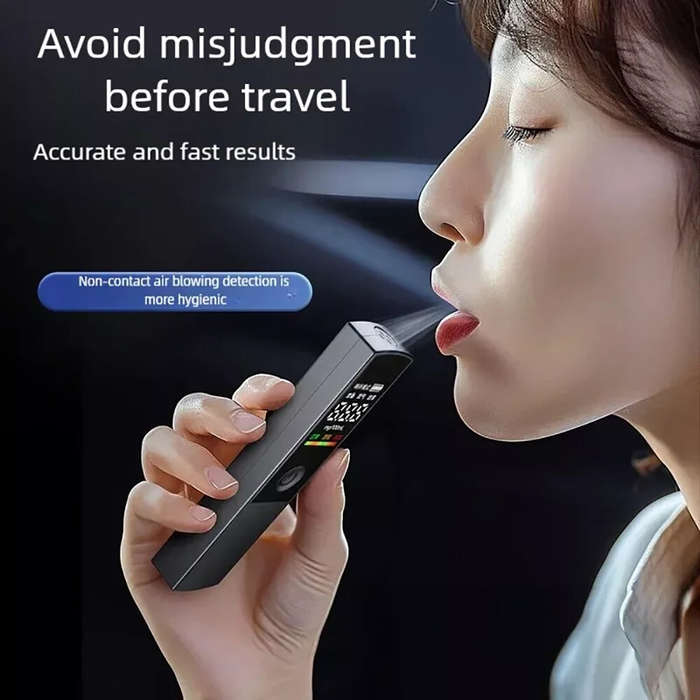 Pink - Portable High-Precision Alcohol Tester Breathalyzer Contactless Breath Sampling Home Car Brea