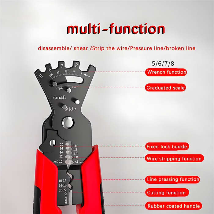 Red - 8-Inch Multifunctional Bending Pliers Crimping and Stripping Tool Precise Wire Bending High-Gr