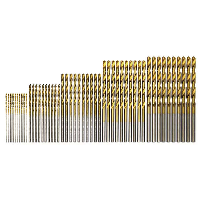 50PCS Titanium Plated Twist Drill Set 1-3mm Shank High Wear Resistance Small Drill Bits for Electric