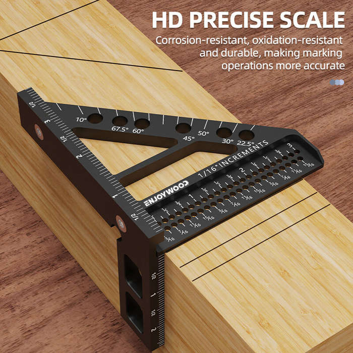 Imperial - ENJOYWOOD 3D Multi-Angle Measuring Ruler Square Protractor Hole Positioning Inch/MM Imper