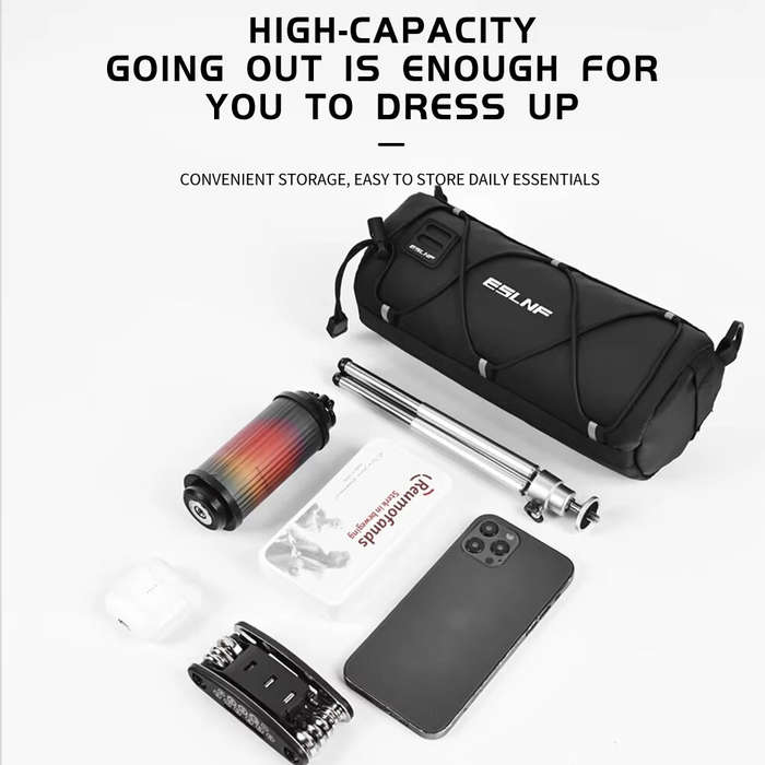 Black - ESLNF Mountain Bike Front Bag Large Capacity Outdoor Storage Waterproof Multifunction Bicycl