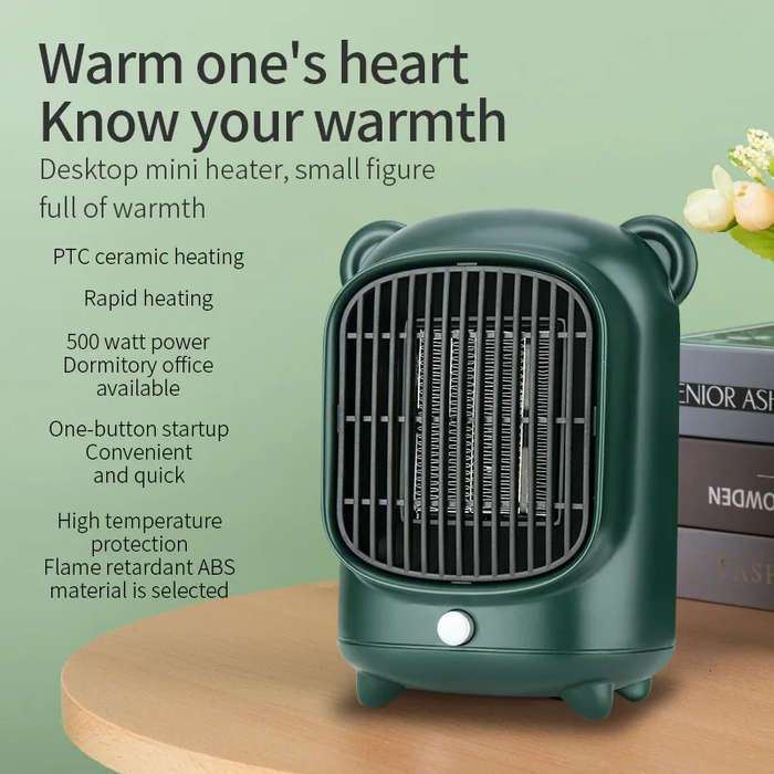 EU Plug - 500W Portable Mini Desk Heater Warmer Fan Electric Space Heater Heating Fan PTC Ceramic He