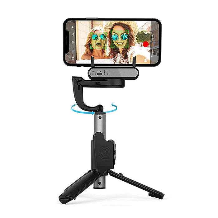Black - Hohem iSteady Q Single-Axis Gimbal Stabilizer 360 Face Tracking Automatic Balance Selfie Sti