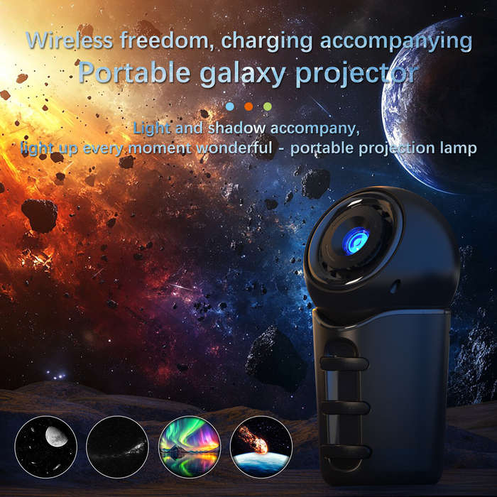 Black - Portable Rechargeable Starry Sky Light Car Projector Lamp Projection Night Lamp Bedroom LED