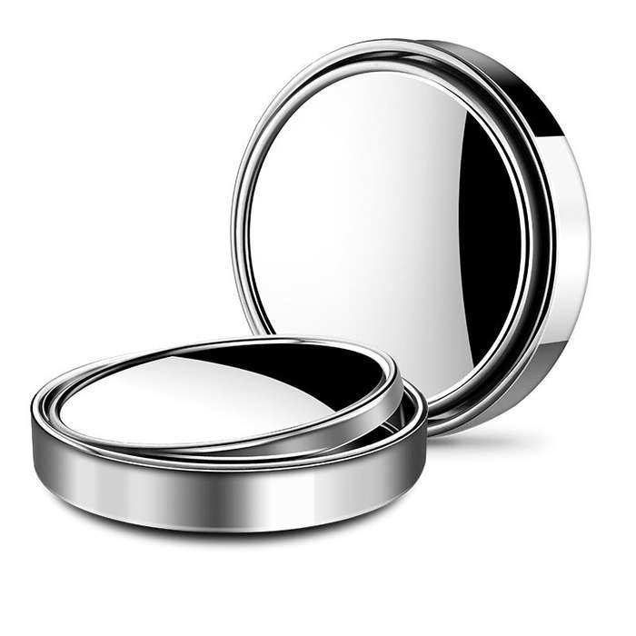 Silver - 2Pcs Round Frame Convex Blind Spot Mirror Safety Driving Wide-angle 360 Degree Adjustable C
