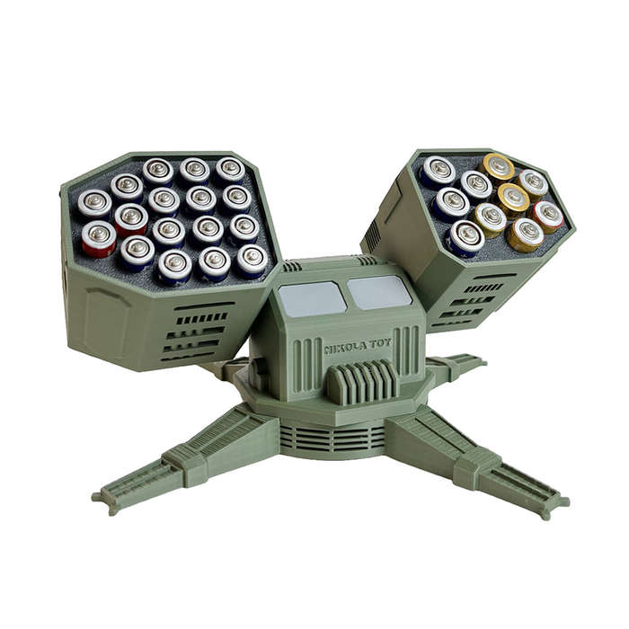 Green - NIKOLATOY Anti-Aircraft Missile Shaped Battery Storage Box 27 Holes Suitable for AA/AAA batt