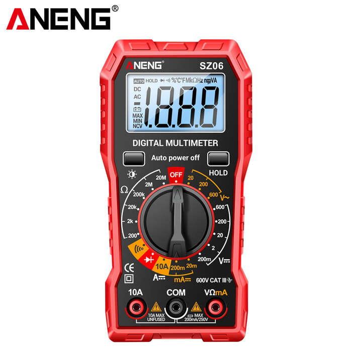 Red - ANENG SZ06 Digital Multimeter High Accuracy DC AC Voltage Current Resistance Tester Auto Shutd