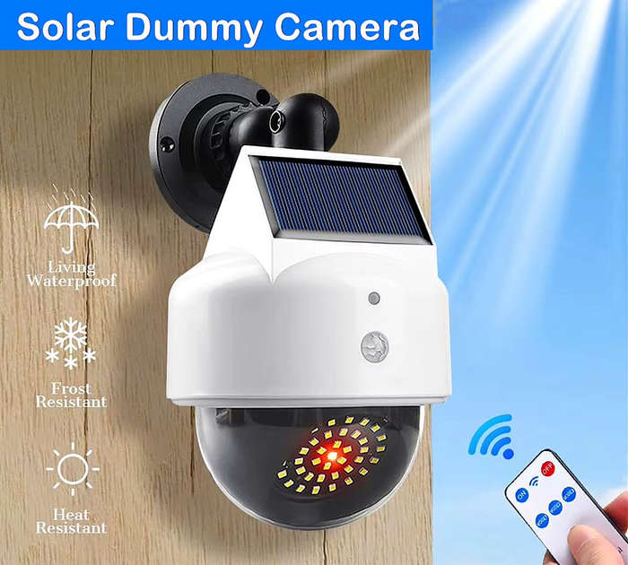 White Light - Solar Powered LED Wall Light Outdoor Security Lamp with Motion Sensor & Camera-Style D