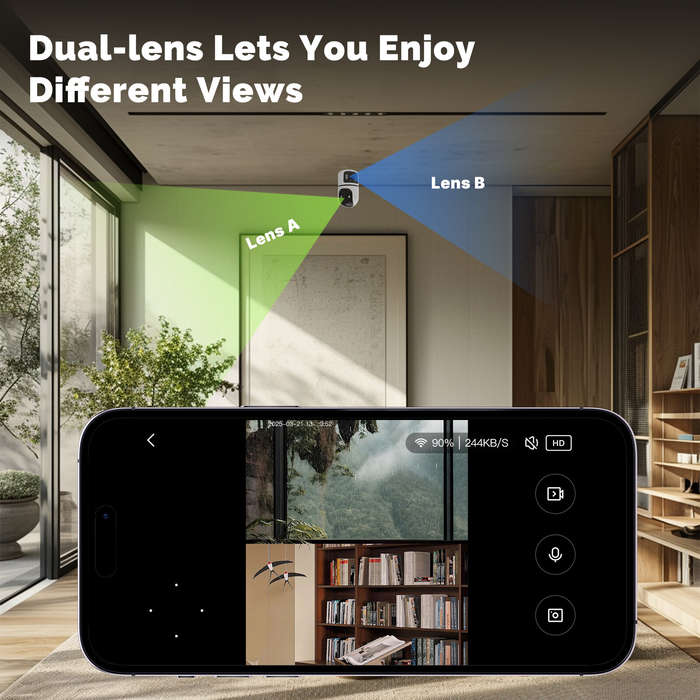 White - MOES Tuya 4MP+4MP HD Security Camera Smart Dual Lens WIFI IP Camera Night Vision Two Way Aud