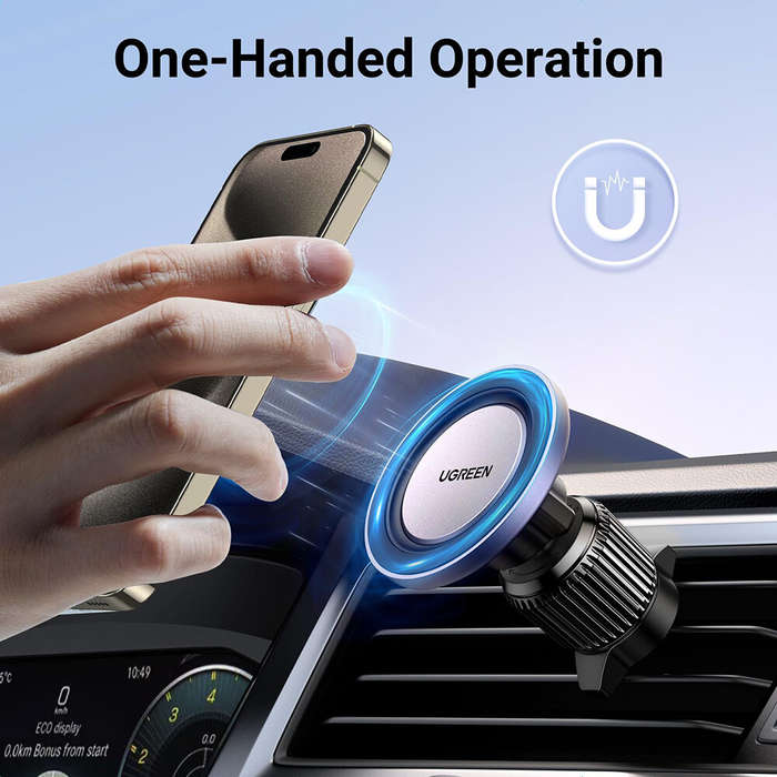 Black - UGREEN Car Air Vent Clip Phone Holder Magnetic Phone Mount Strongest Magnet Compatible with