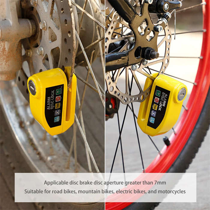 Orange - BENGGOU Bicycle Disc Brake Lock 130dB Loud Alarm Anti-thief Protection Aluminum Alloy Water