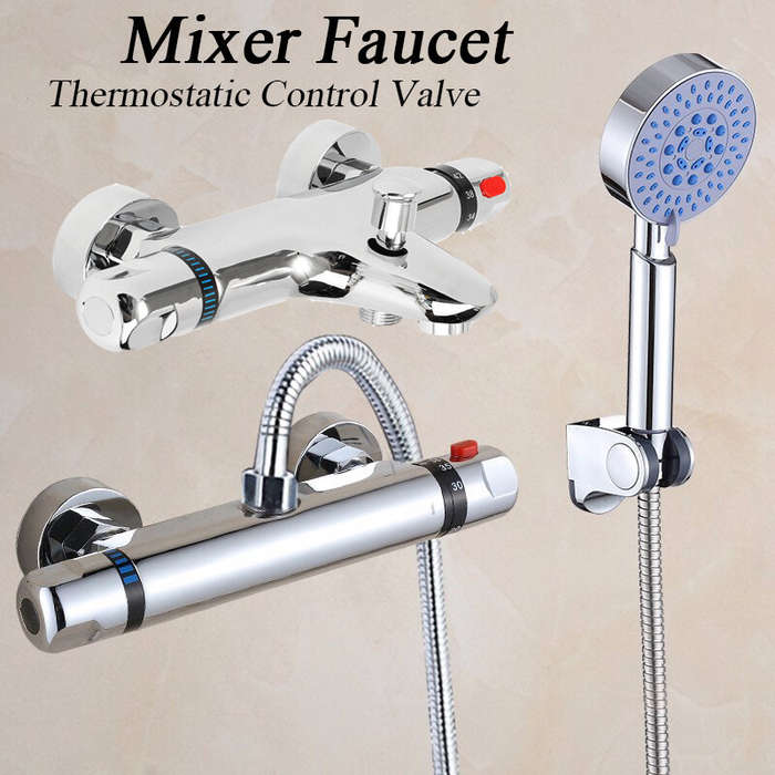Bathroom Brass Chrome Thermostatic Shower Faucet Mixer Value Dual Handle Bathtub Shower Faucet Cold