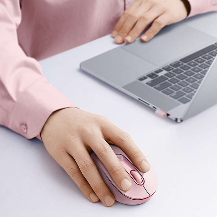 Pink - Baseus F02 2.4G Ergonomic Wireless Mouse 1600 DPI Portable Mute Mice for Laptop Computer PC M