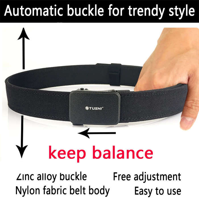 Black - TUSHI 120cm Automatic Buckle Men Tactical Belt 1100D Nylon Thickened Hardened Double-layer M